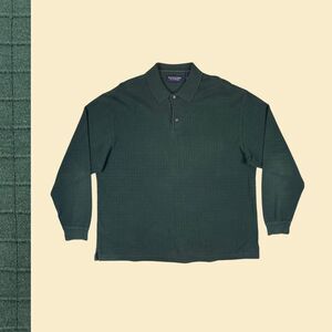 90s/Y2K green XL Roundtree & Yorke polo shirt, vintage mens long sleeve polo